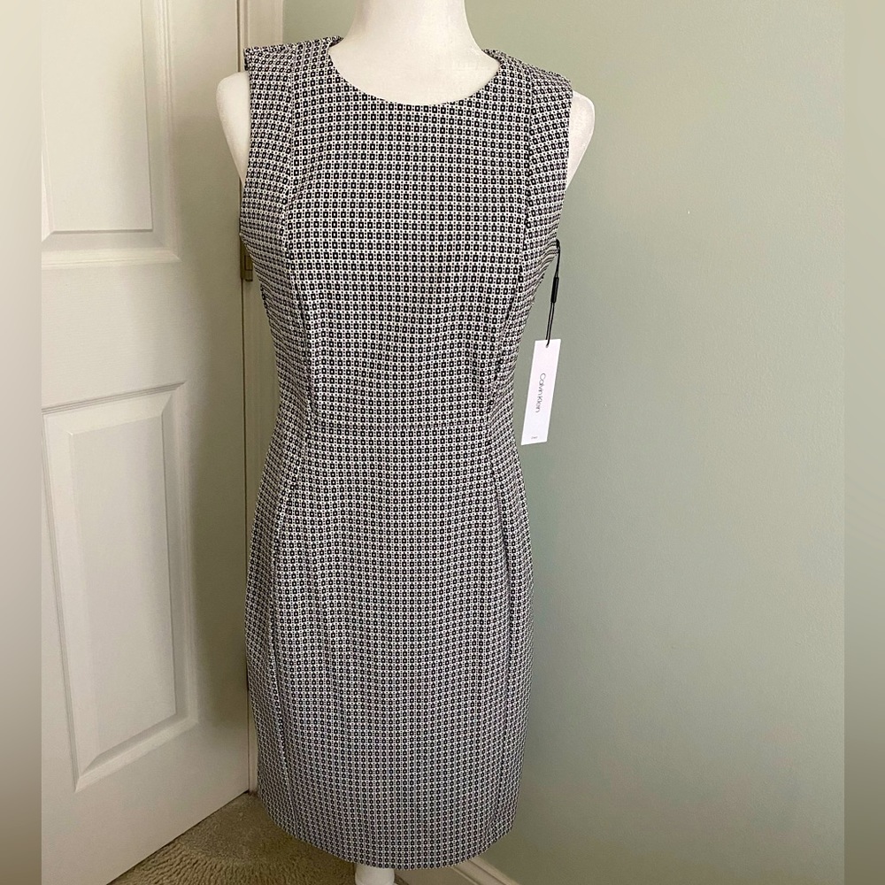 Stunning Calvin Klein black and white sleeveless dress.